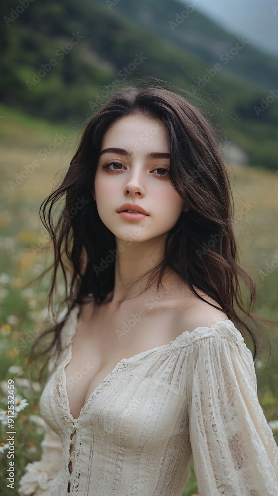 portrait of a beautiful Armenian woman in the mountains portrait of a beautiful Armenian woman in the mountains