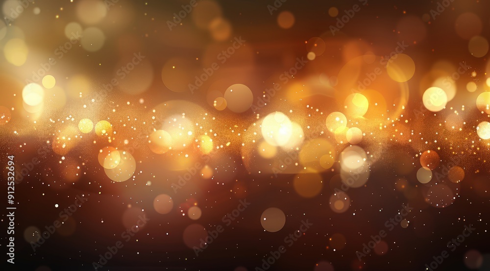 Glowing Gold Bokeh Lights and Particles on Black Background for Abstract and Festive Designs Glowing Gold Bokeh Lights and Particles on Black Background for Abstract and Festive Designs