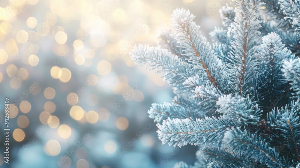 Frost-covered pine branches on a winter morning Generative AI Frost-covered pine branches on a winter morning Generative AI
