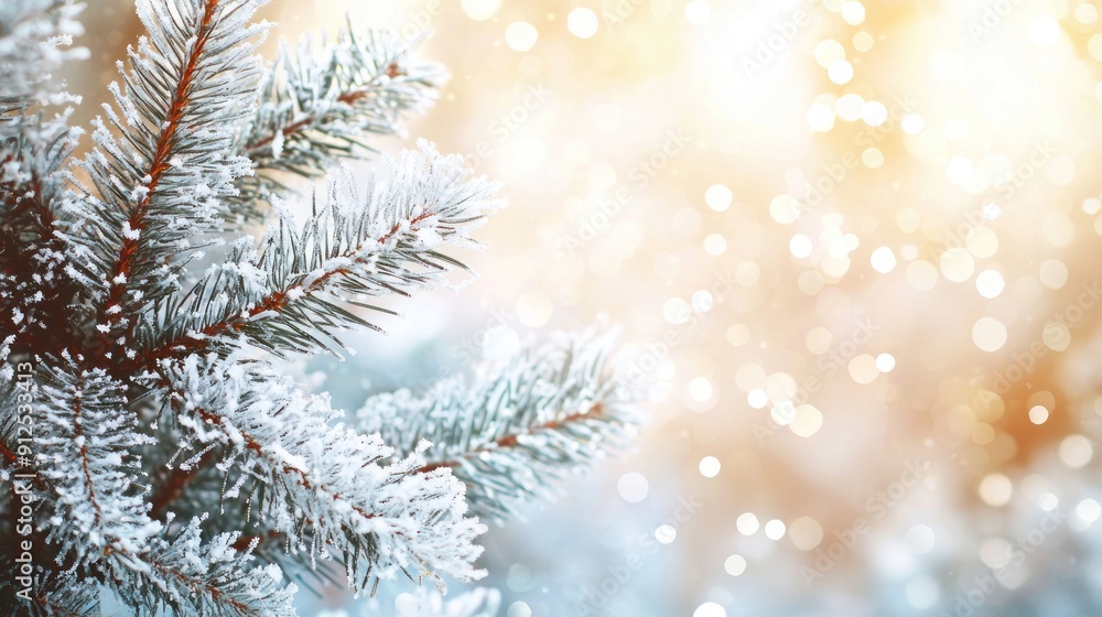 Frost-covered pine branches on a winter morning Generative AI Frost-covered pine branches on a winter morning Generative AI