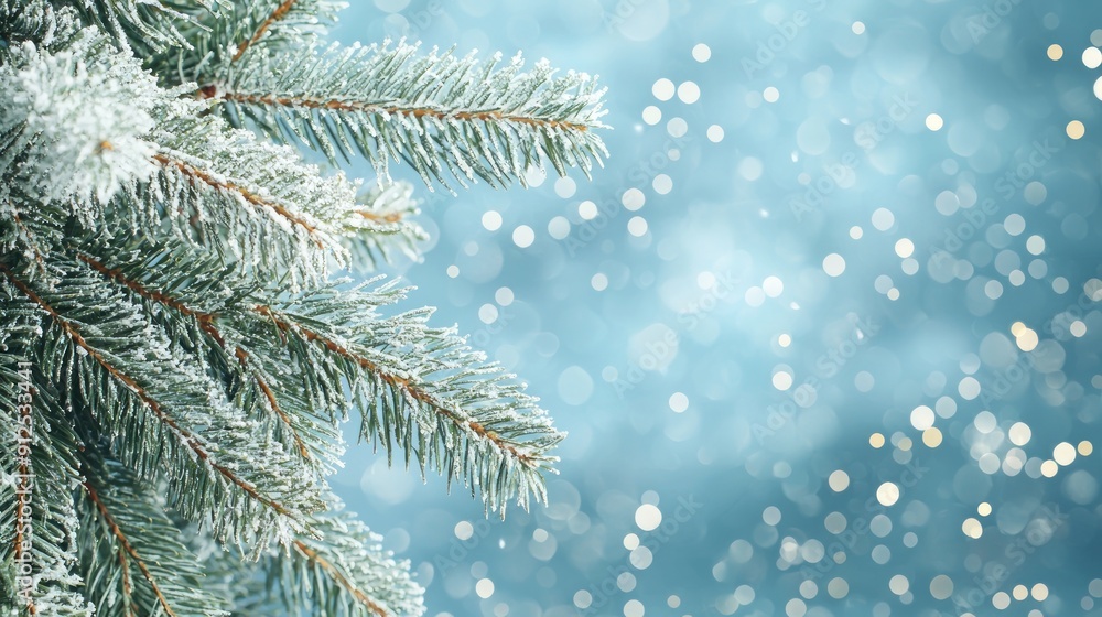 Frost-covered pine branches on a winter morning Generative AI Frost-covered pine branches on a winter morning Generative AI