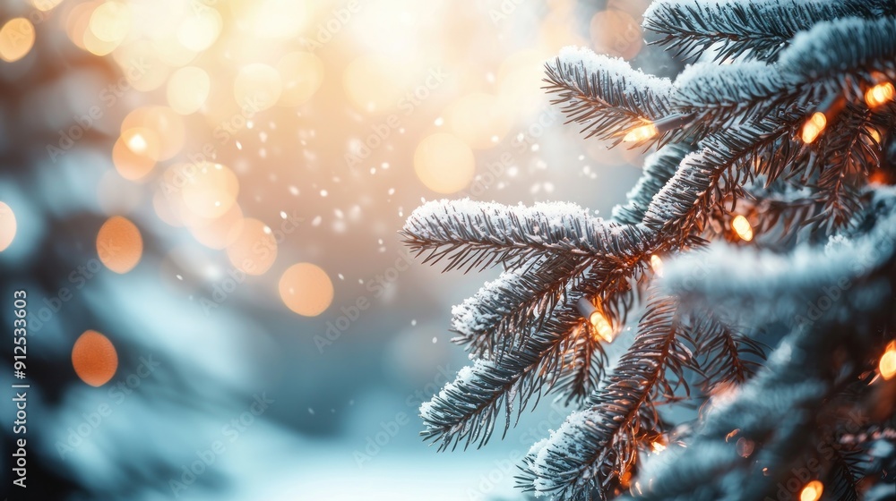 Frost-covered pine branches on a winter morning Generative AI Frost-covered pine branches on a winter morning Generative AI