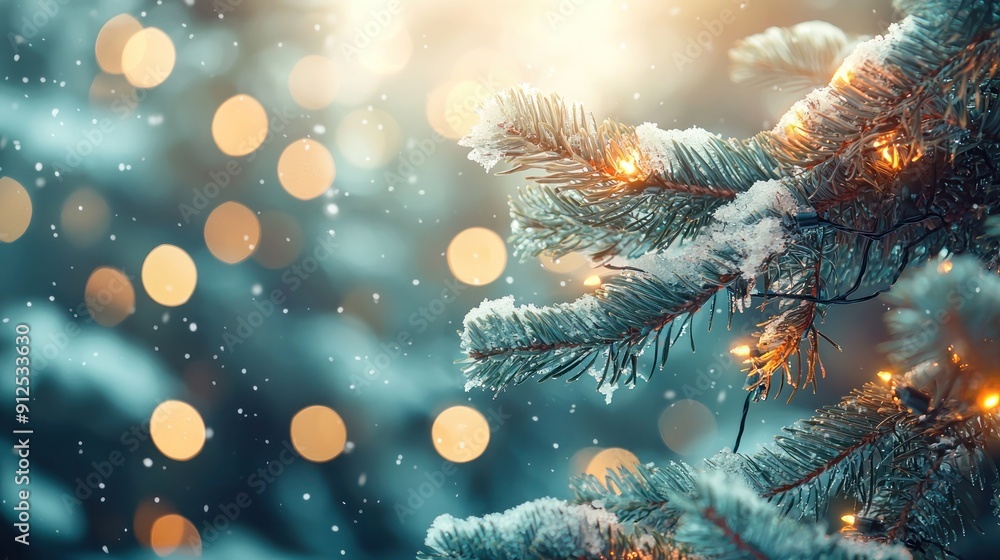 Frost-covered pine branches on a winter morning Generative AI Frost-covered pine branches on a winter morning Generative AI