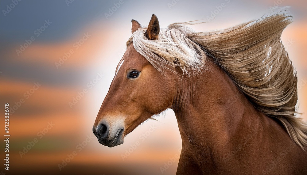 PNG of a beautiful horse with a flowing mane. PNG of a beautiful horse with a flowing mane.