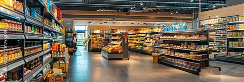 A supermarket with lots of goods on the shelves