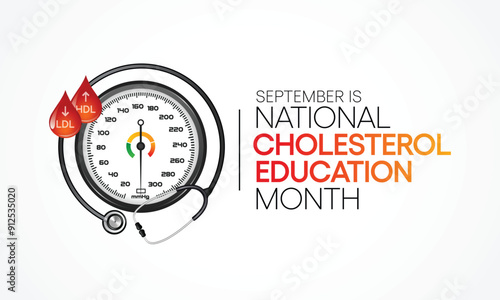 National Cholesterol Education month is observed every year during September, to raise awareness about cardiovascular disease, cholesterol, and stroke. Vector illustration