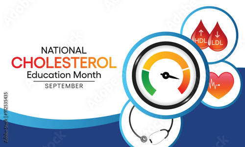 National Cholesterol Education month is observed every year during September, to raise awareness about cardiovascular disease, cholesterol, and stroke. Vector illustration