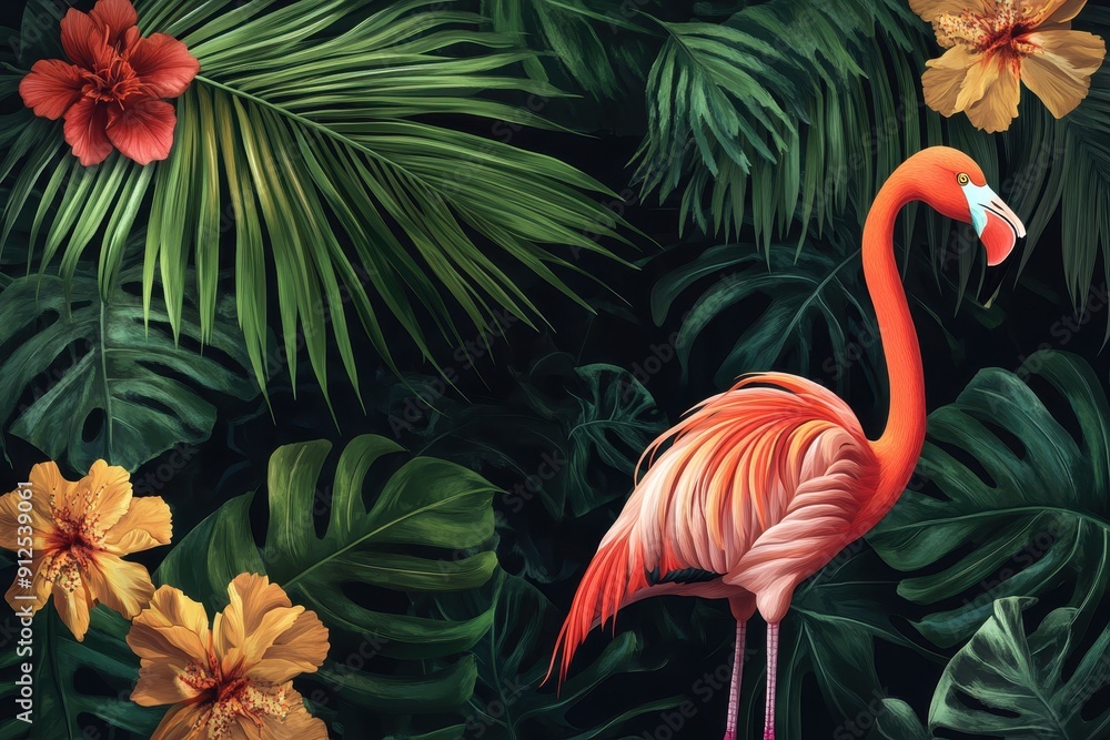 Fototapeta premium Flamingo Tropical Paradise