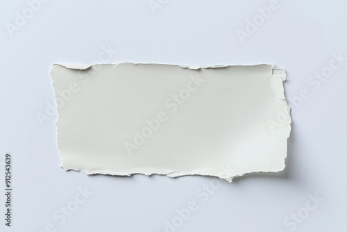 Torn white paper stripe on a white background, blank paper stripe template