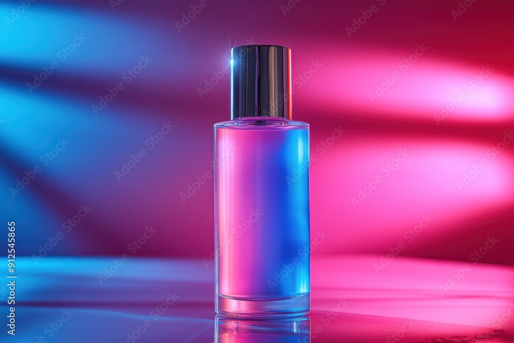 Purple dropper bottles, vibrant gradient background Purple dropper bottles, vibrant gradient background