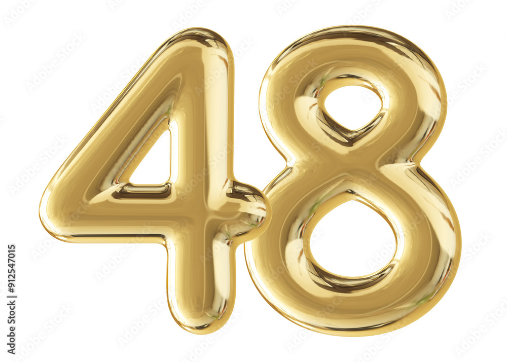 Gold 3D Number 48 Gold 3D Number 48