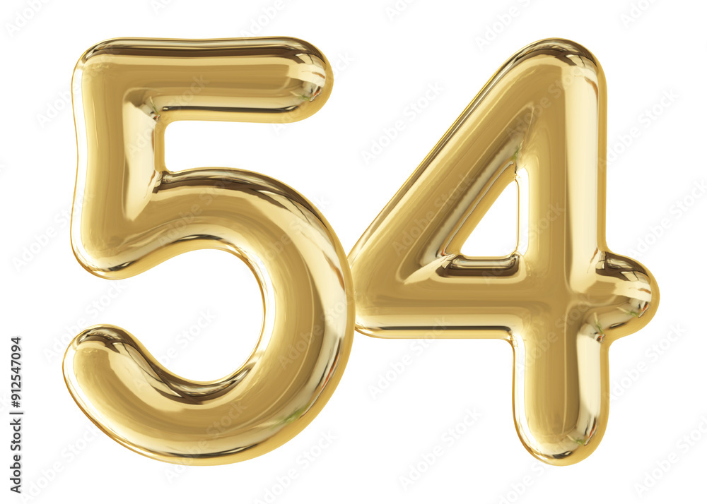 Gold 3D Number 54 Gold 3D Number 54