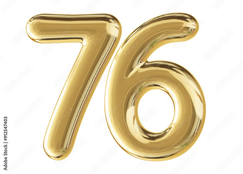 Gold 3D Number 76 Gold 3D Number 76