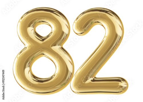 Gold 3D Number 82