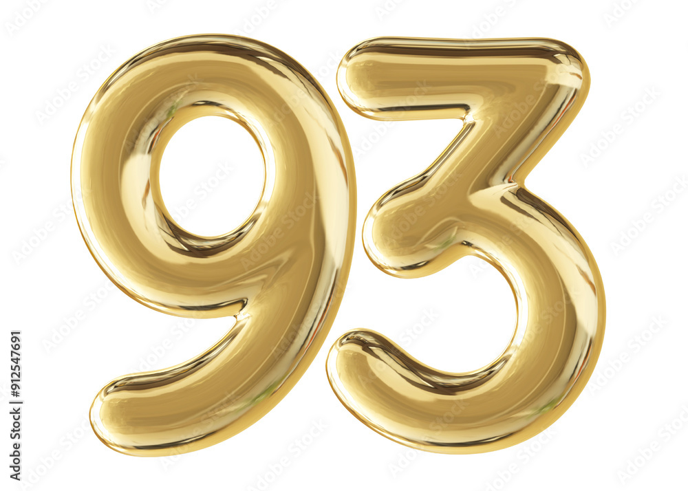 Gold 3D Number 93