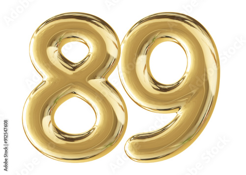 Gold 3D Number 89