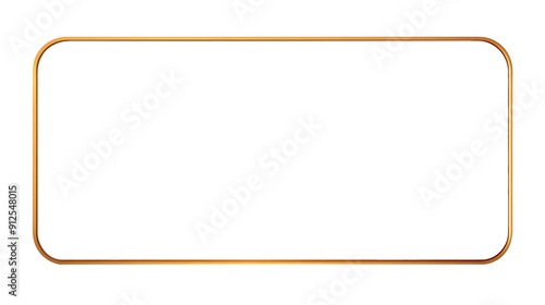 A sleek, modern rectangular gold frame with rounded edges, perfect for contemporary artwork or photos, adding a touch of elegance and sophistication.