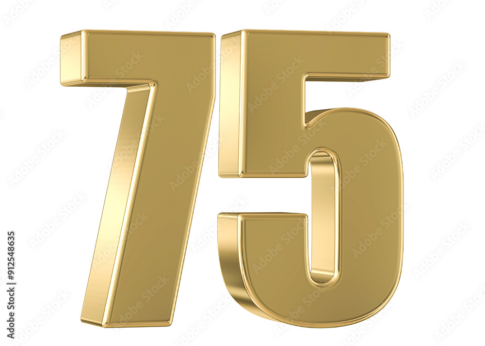 Gold 3D Number 75