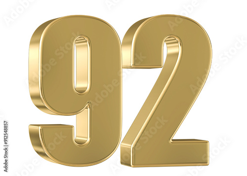 Gold 3D Number 92