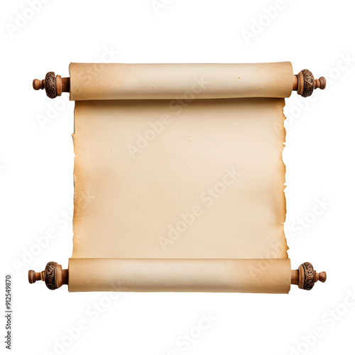 old scroll paper isolated on transparent background