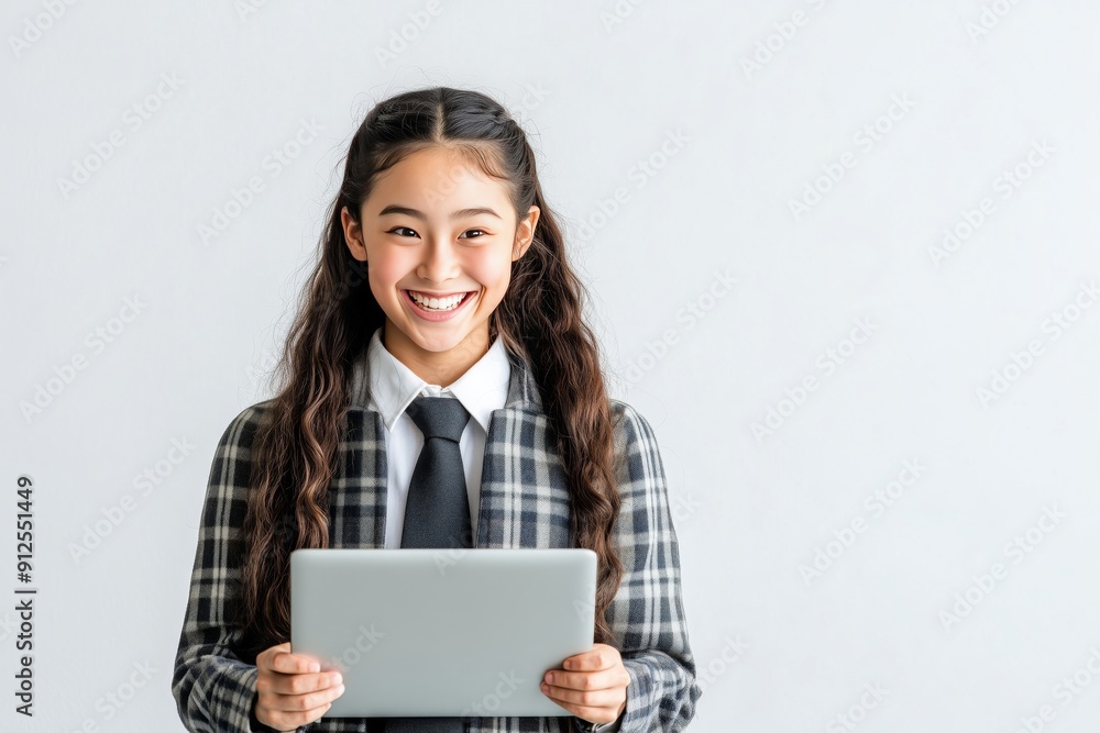 Cheerful Young Student Holding a Tablet Cheerful Young Student Holding a Tablet
