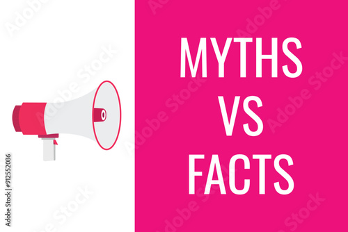 myths vs facts button, banner, label, template for website. myths vs facts text with colorful megaphone icon
