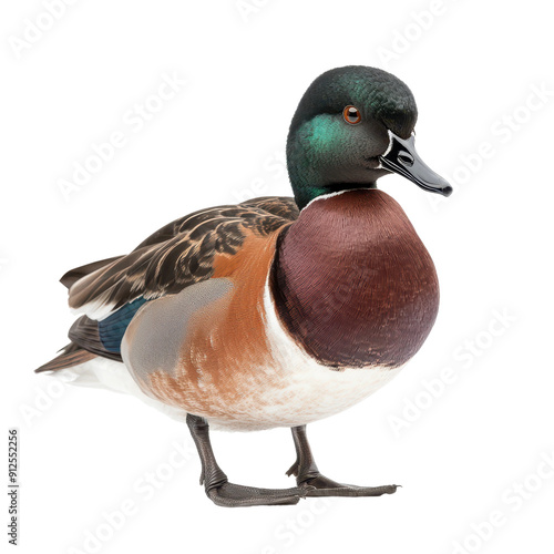 American Wigeon Duck Standing Isolated On White Background photo