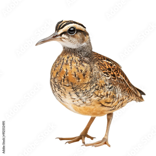 American Woodcock Stands Isolated on White Background