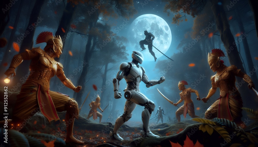 Moonlit Duel in the Enchanted Forest Moonlit Duel in the Enchanted Forest