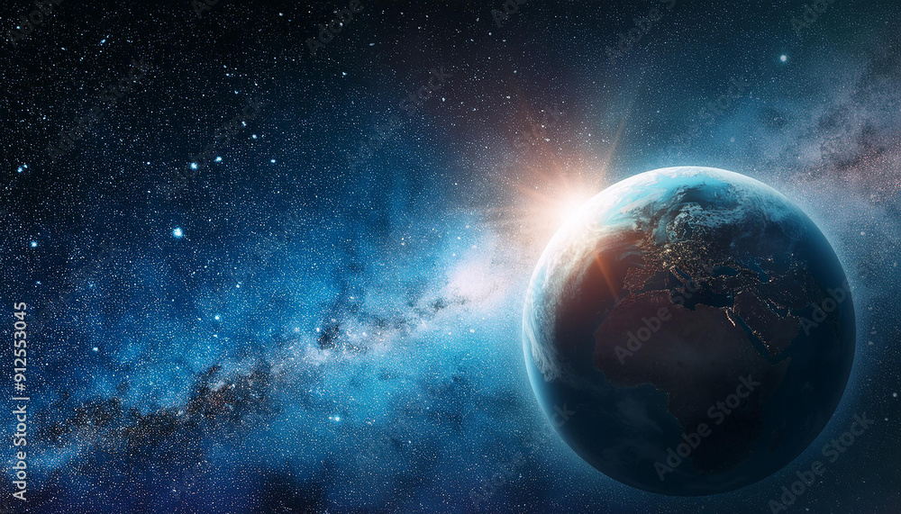 Fototapeta premium Majestic planet Earth and starry galaxy. Astronomy and astrology.