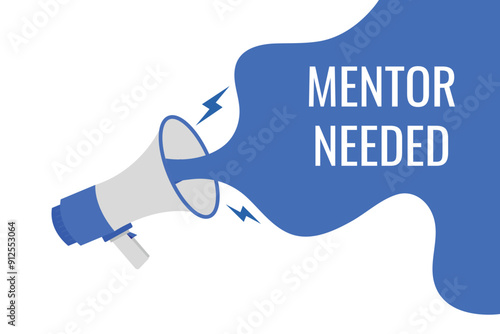 mentor needed button, banner, label, template for website. mentor needed text with colorful megaphone icon
