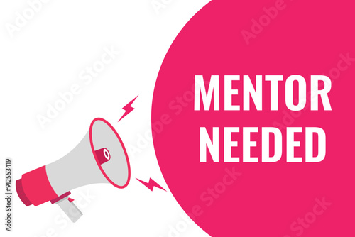 mentor needed button, banner, label, template for website. mentor needed text with colorful megaphone icon

