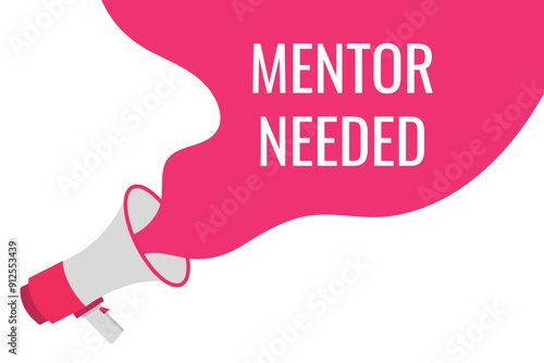 mentor needed button, banner, label, template for website. mentor needed text with colorful megaphone icon
