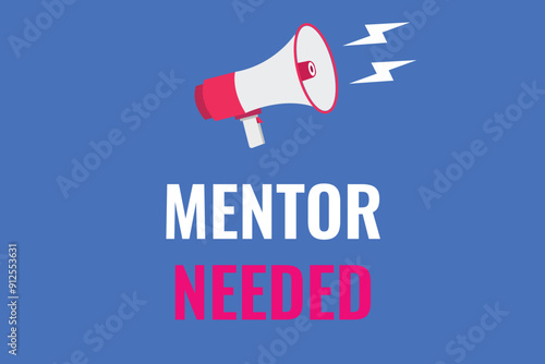 mentor needed button, banner, label, template for website. mentor needed text with colorful megaphone icon
