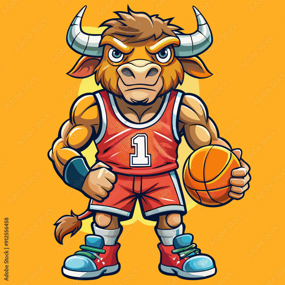 cartoon vector basketball maskot bull cartoon vector basketball maskot bull