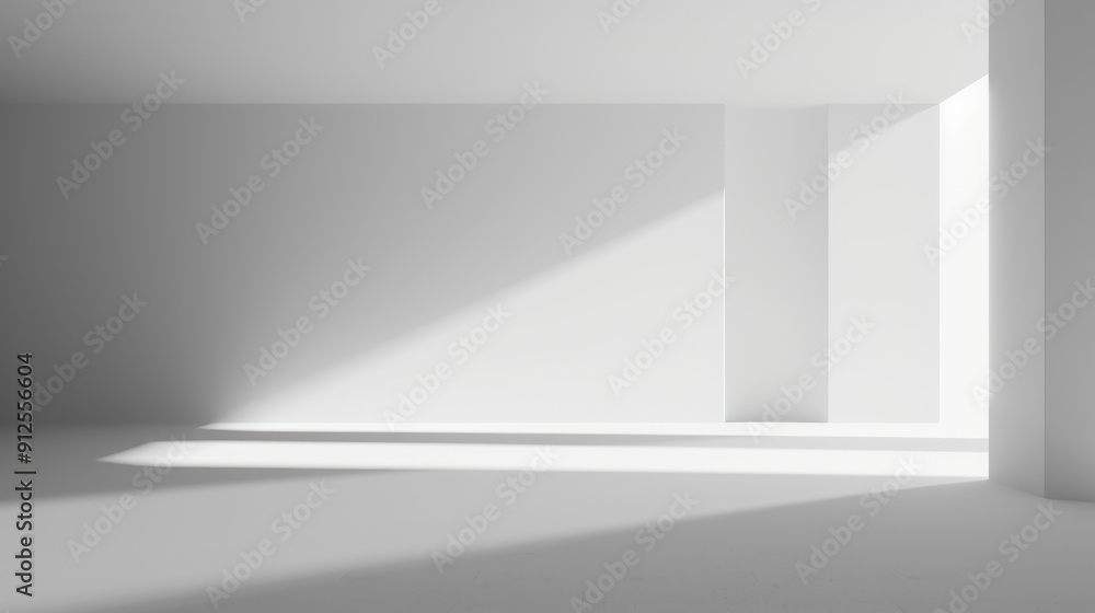 Fototapeta premium Minimalist White Room with Sunbeams