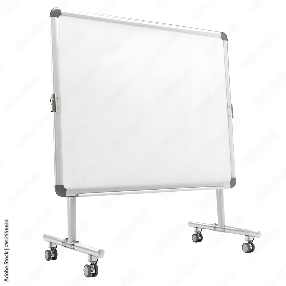Top-notch mobile whiteboard with wheels and a clear surface, ideal for presentations or teaching purposes Top-notch mobile whiteboard with wheels and a clear surface, ideal for presentations or teaching purposes