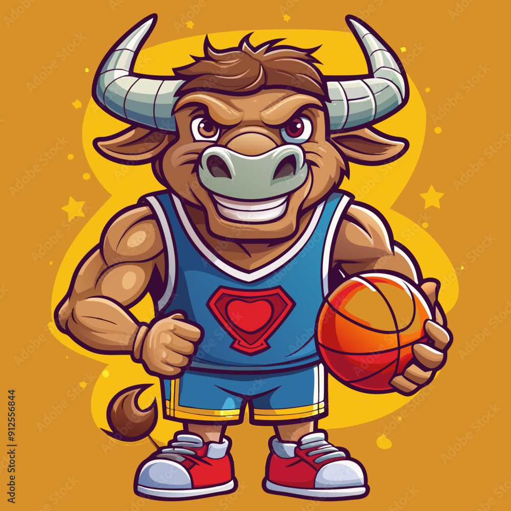 cartoon vector basketball maskot bull cartoon vector basketball maskot bull