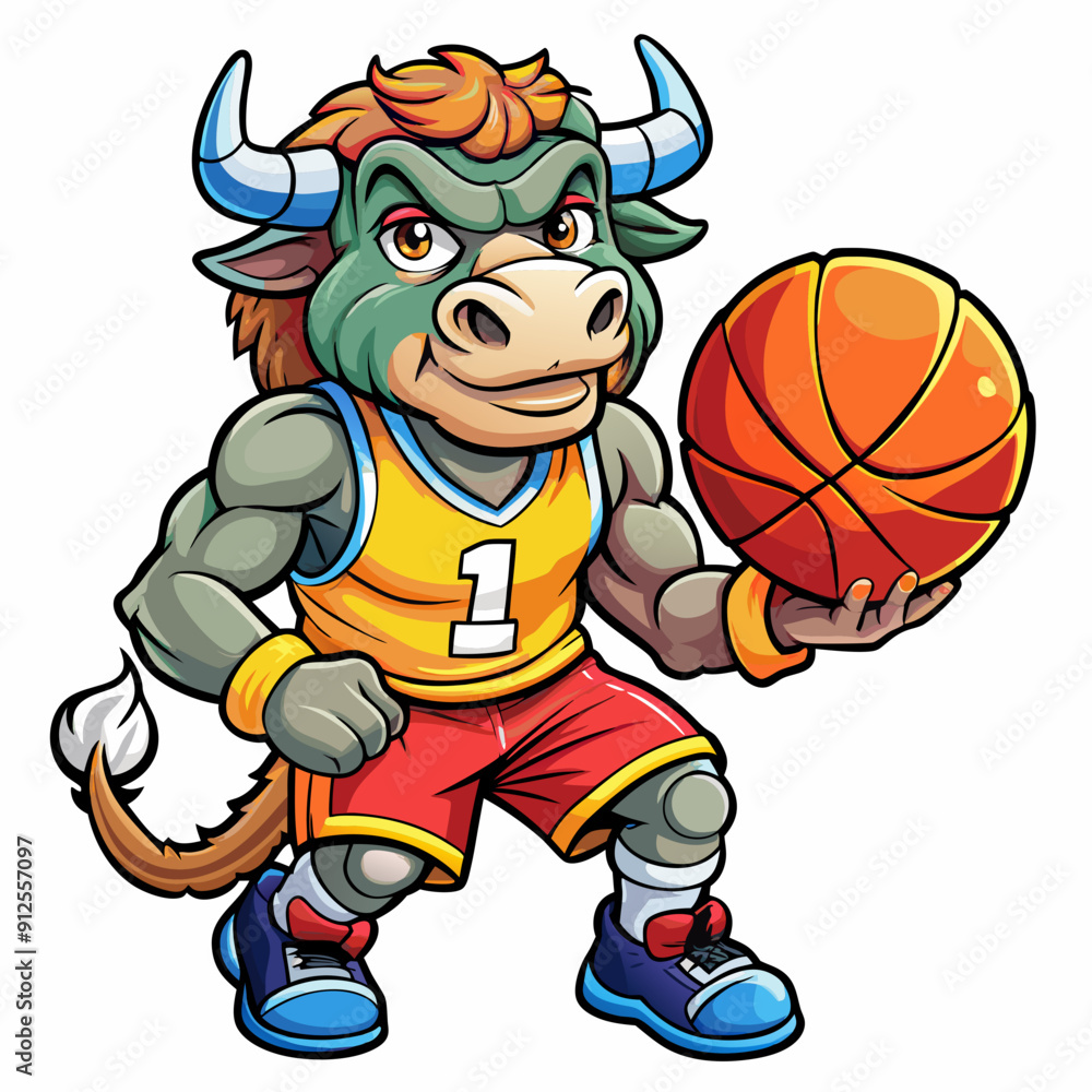 cartoon vector basketball maskot bull cartoon vector basketball maskot bull