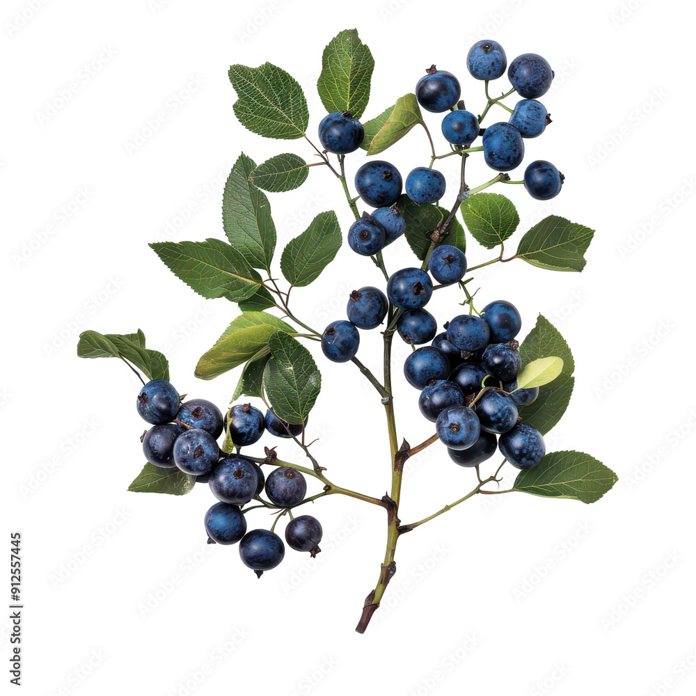 A vibrant cluster of fresh blueberries on a branch, showcasing rich colors and healthy leaves, perfect for farm or health themes. A vibrant cluster of fresh blueberries on a branch, showcasing rich colors and healthy leaves, perfect for farm or health themes.