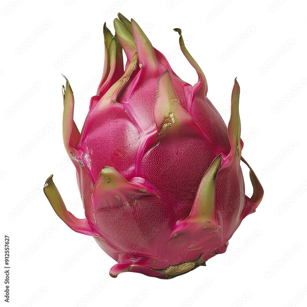 A vibrant dragon fruit showcasing its unique pink and green exterior, perfect for adding a touch of exotic flair to any design. A vibrant dragon fruit showcasing its unique pink and green exterior, perfect for adding a touch of exotic flair to any design.