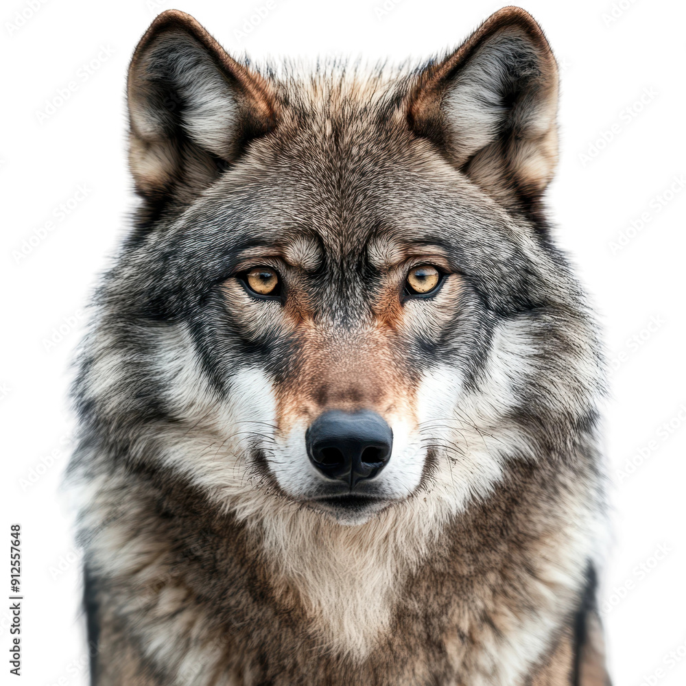 Obraz premium Gray Wolf Portrait Isolated on White Background