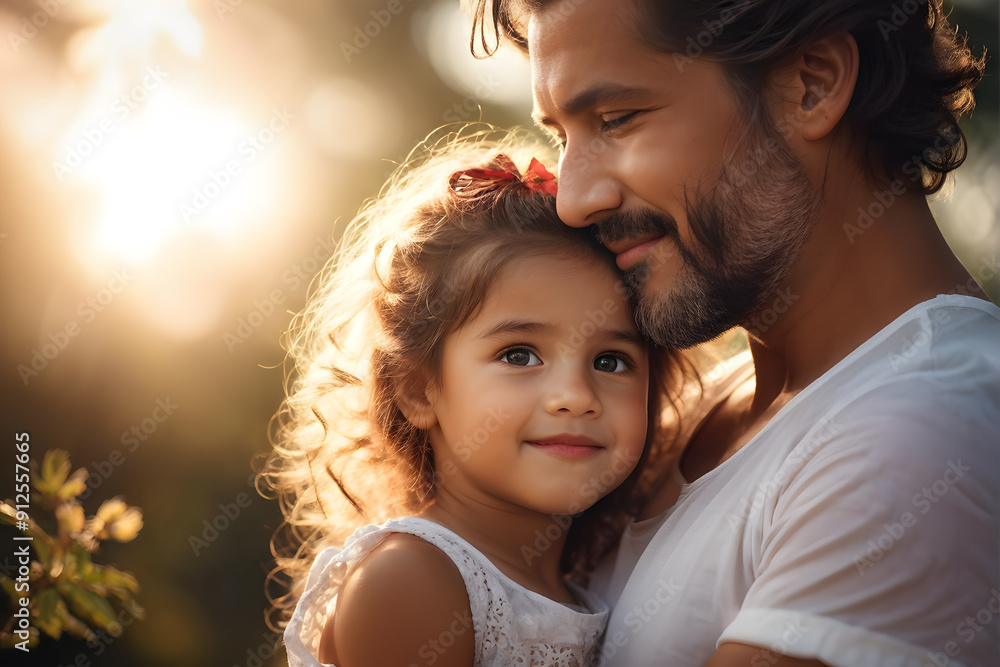 A man and a little girl are hugging each other A man and a little girl are hugging each other
