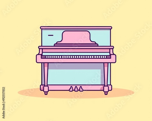 Pink and Blue Upright Piano Illustration photo