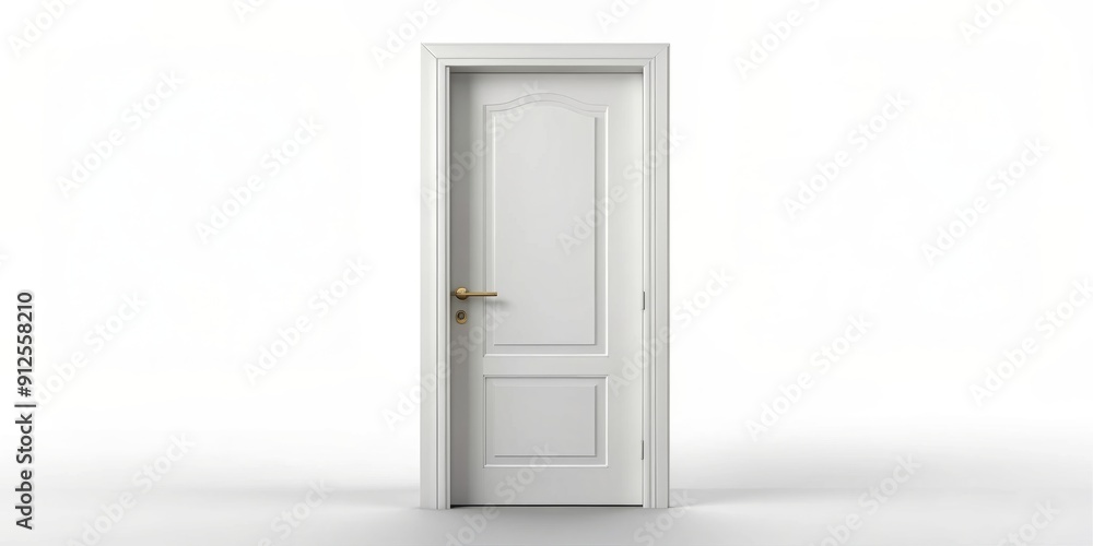 Isolated white door mockup on a clean white background, providing ample copy space for text, logos, or graphics, ideal for advertisements or promotions. Isolated white door mockup on a clean white background, providing ample copy space for text, logos, or graphics, ideal for advertisements or promotions.