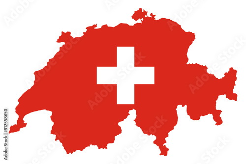 switzerland flag map contour vector illustration