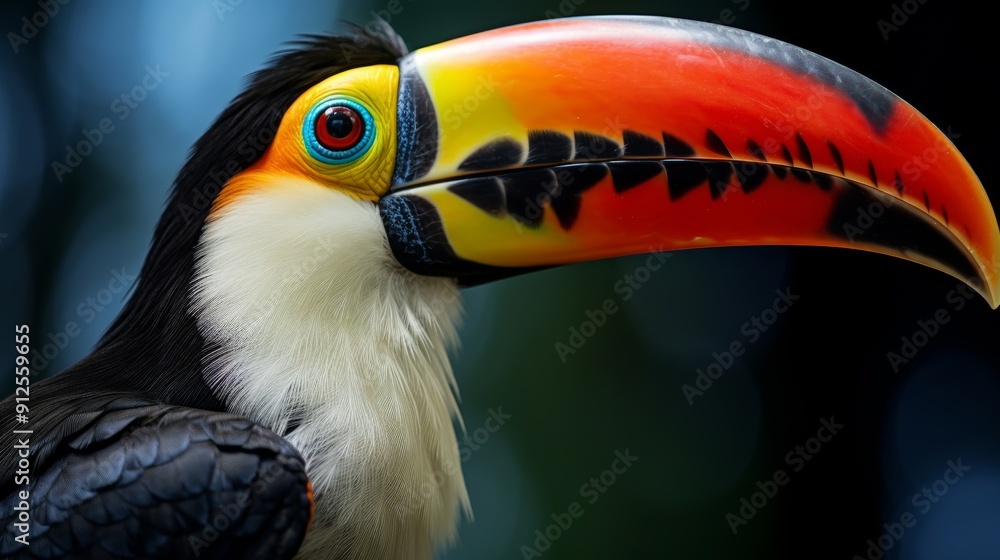 Obraz premium Vibrant toucan beak closeup shot