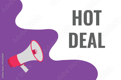 hot deal button, banner, label, template for website. hot deal text with colorful megaphone icon
