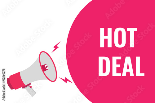 hot deal button, banner, label, template for website. hot deal text with colorful megaphone icon
