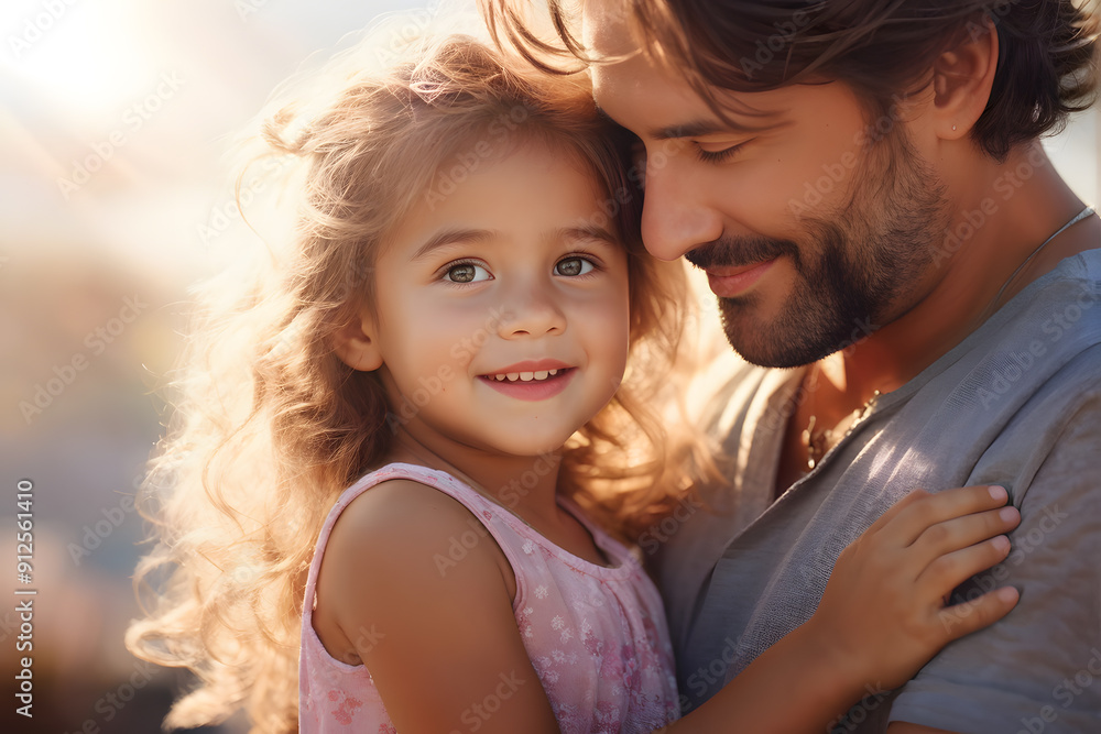 A young girl is holding her father's hand A young girl is holding her father's hand